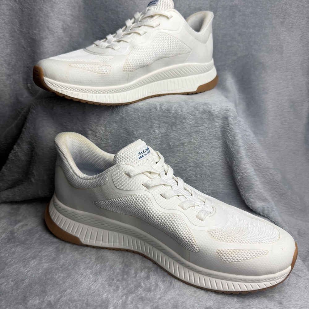 Skechers Bobs Sport Squad Chaos Slip-Ins White Wide Sneakers 118423W Mens 10